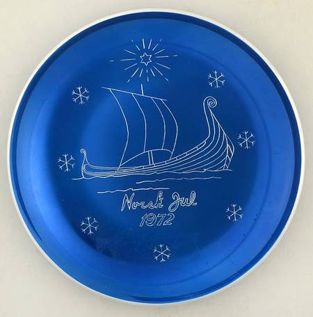 Christmas Plate Gokstad Viking Ship-Blue - No Box