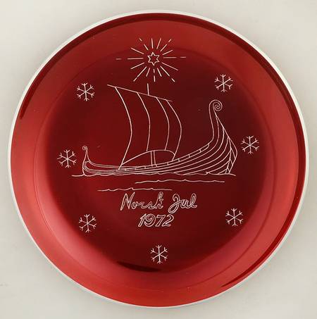Christmas Plate Gokstad Viking Ship-Red - No Box