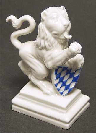 Nymphenburg Figurine Lion With Shield-Right Paw Up - No Box