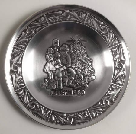 Norwegian Pewter Christmas Plate Christmas 1980 - No Box