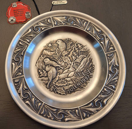 Norwegian Pewter Christmas Plate Christmas 1997 - Boxed