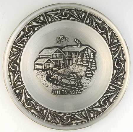 Norwegian Pewter Christmas Plate by Norwegian Pewter