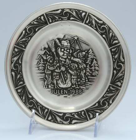 Norwegian Pewter Christmas Plate Christmas 1988 - No Box