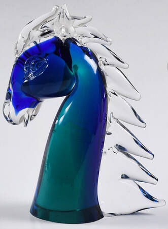 V Nason & C Figurines Horse Head-Blue & Green - No Box