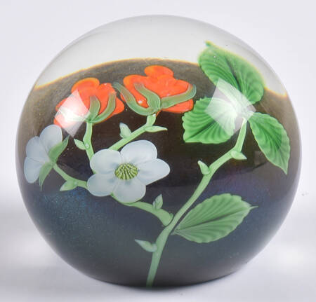 Orient & Flume Paperweight White And Orange Flowers - Boxed