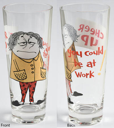 Kitsch Funny Cartoon Glass Cheer Up-12oz - No Box