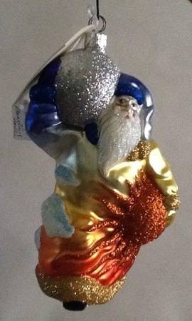 Patricia Breen Ornament Planetary Santa-Blue - No Box