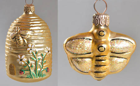 Patricia Breen Ornament Clover Beeskep And Bee-Set Of 2 - No Box