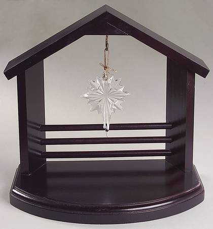 Princess House Nativity Figurine Creche With Crystal Star - Creche/Stable-Wood