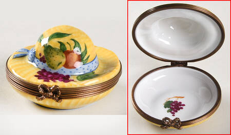 PEINT MAIN LIMOGES BOX Hat-Designed W/ Fruit - No Box