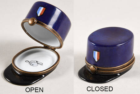 PEINT MAIN LIMOGES BOX Blue French Hat - Nb792, No Box