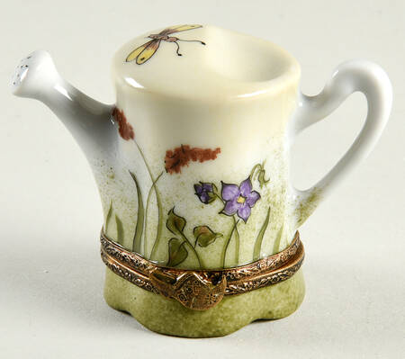 PEINT MAIN LIMOGES BOX Watering Can-Floral - Nb832, No Box