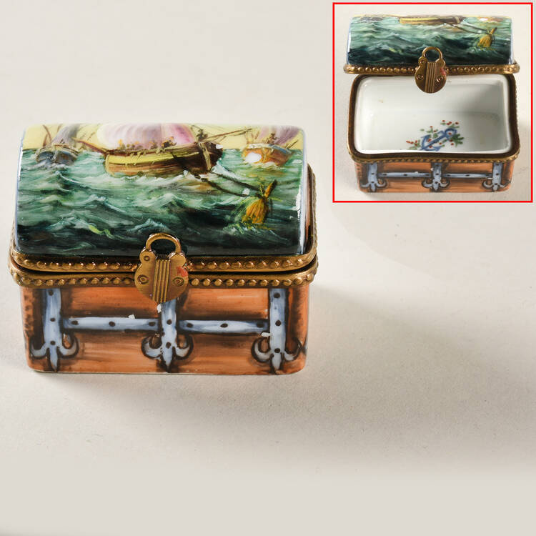 PEINT MAIN LIMOGES BOX Pirate Treasure Chest - Nb903, No Box