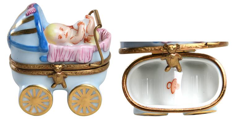 PEINT MAIN LIMOGES BOX Baby Girl In Stroller - Nb902, No Box