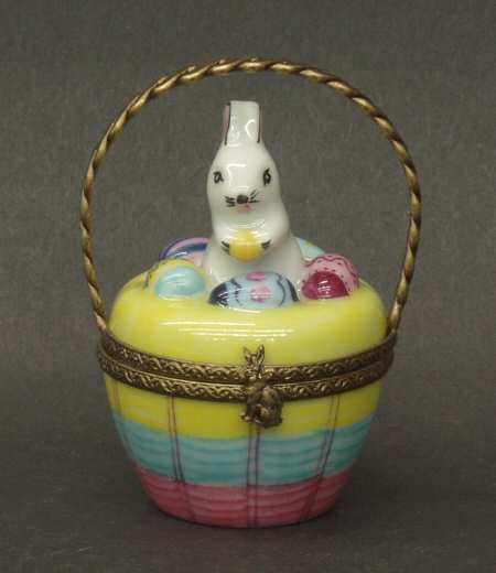 PEINT MAIN LIMOGES BOX Egg Basket/Rabbit - No Box