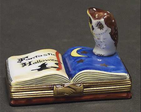 PEINT MAIN LIMOGES BOX Owl On Open Book - No Box