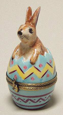 PEINT MAIN LIMOGES BOX Bunny-Egg/Blue - No Box