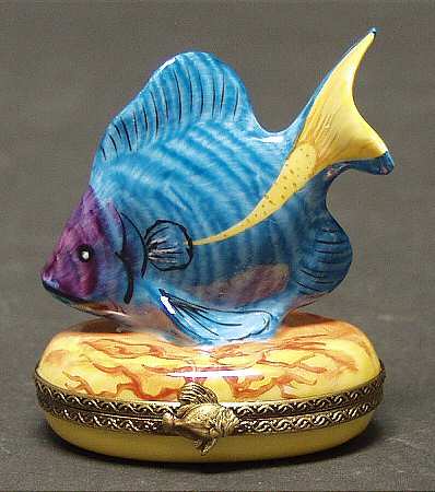 PEINT MAIN LIMOGES BOX Sunfish-Turquoise - No Box