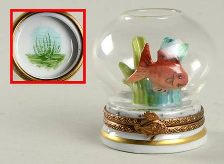 PEINT MAIN LIMOGES BOX Fish Bowl - No Box