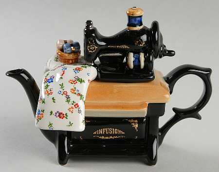 Cardew Designs Tea Pot Sewing Machine-Mini-Flowers On Fabric - Boxed