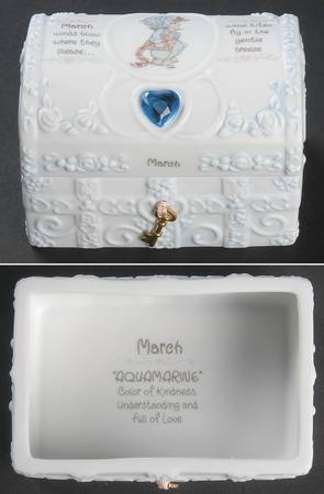 Precious Moments Hope Chest with Birthstone March-Aquamarine - No Box
