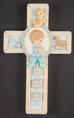 Precious Moments Wall Cross Jesus Loves Me-Boy Resin - No Box