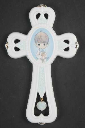 Precious Moments Wall Cross On Your First Communion-Boy - No Box
