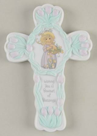 Precious Moments Wall Cross Girl With Tulips, Easter-1997 - No Box
