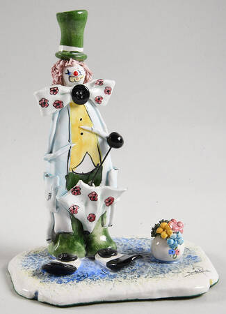 Lino Zampiva Figurines Clown With Umbrella - Boxed