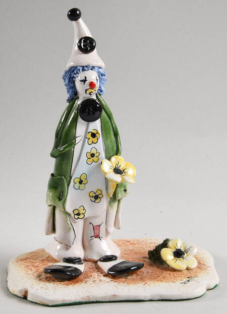 Lino Zampiva Figurines Clown With Buttons And Flowers - Boxed
