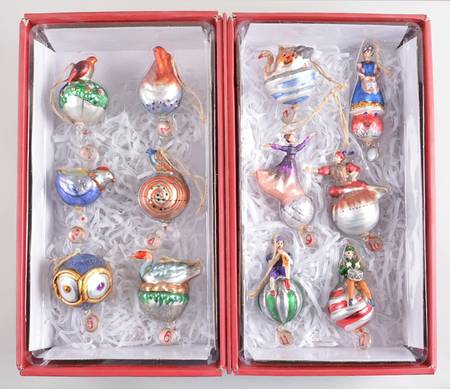 Twelve Days of Christmas Boxed Set Of 12 Ornaments - With Box
