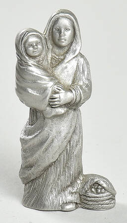 Nativity Pewter Farmer's Wife With Baby - No Box