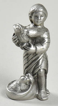 Nativity Pewter Child With Hen - No Box