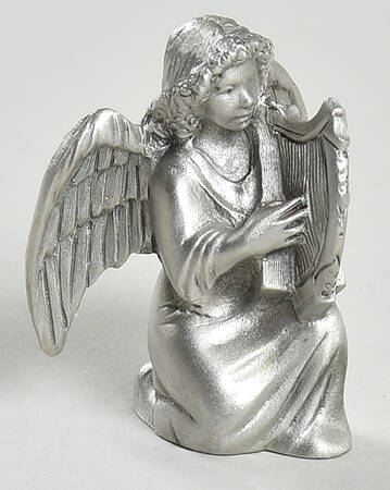 Nativity Pewter Angel With Harp - No Box