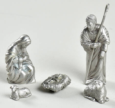Nativity Pewter Holy Family - Set Of 5 - With Box