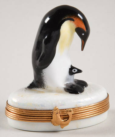 Limoges Boxed, Limited Edition Penguin With Baby - No Box