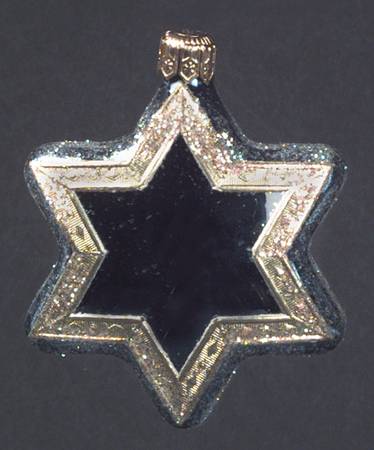 Hanukkah Ornaments Gold Trim David's Star-Blue - No Box