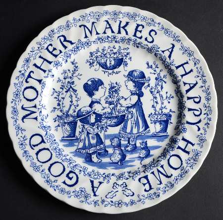 Mother's Day Plate Mother Makes A Happy Home-Blue - No Box