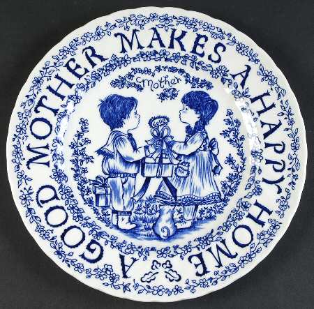 Mother's Day Plate Mother Makes A Happy Home-Blue - No Box