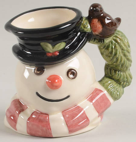 Character Jug Snowman-Wreath & Robin - Nb1084, No Box