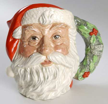 Character Jug Santa Claus-Large/Wreath Hdl - With Box Bx793