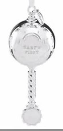 Babys First Christmas-Silverplate Baby's First Rattle - Boxed