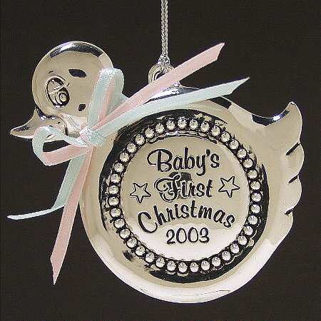 Babys First Christmas-Silverplate Duck W/Picture Frame On Back - Boxed