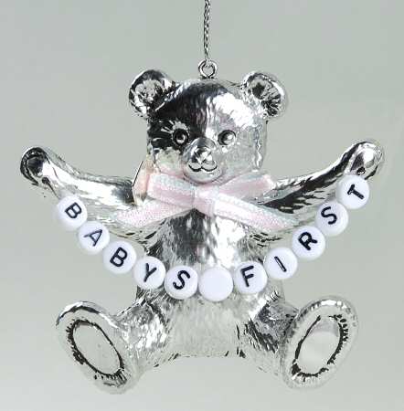 Babys First Christmas-Silverplate Teddy Bear - No Box
