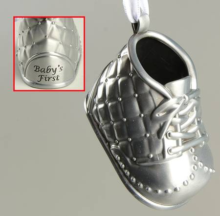 Babys First Christmas-Silverplate Boys Baby Shoe - Silverplate - No Box