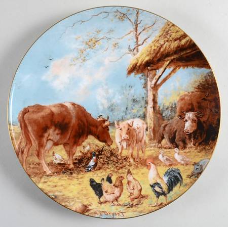 Antique American Art Farmyard Tranquility - With Box