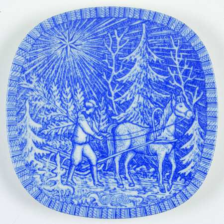 Rorstrand Christmas Plate Bringing Home The Tree - No Box