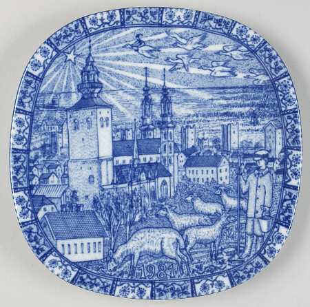 Rorstrand Christmas Plate Nils In Gotland - No Box