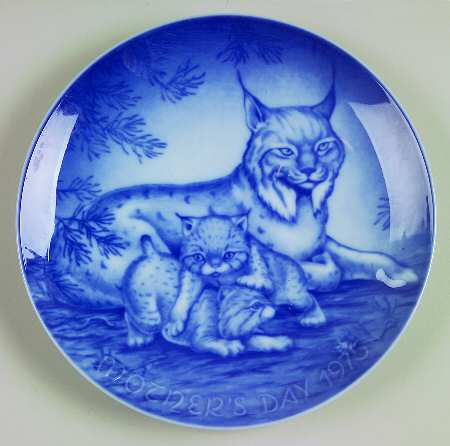 Mother's Day Plate Lynx And Cubs - No Box