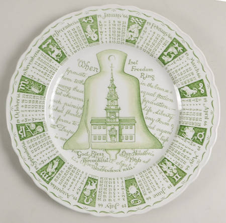 Royal Staffordshire Calender Plate Independence Hall - No Box 66c
